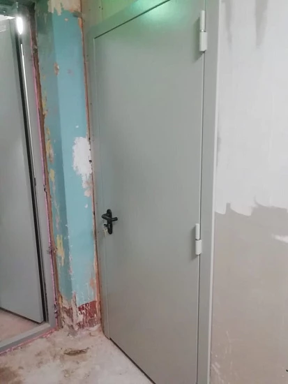 Однопольная противопожарная дверь серого цвета